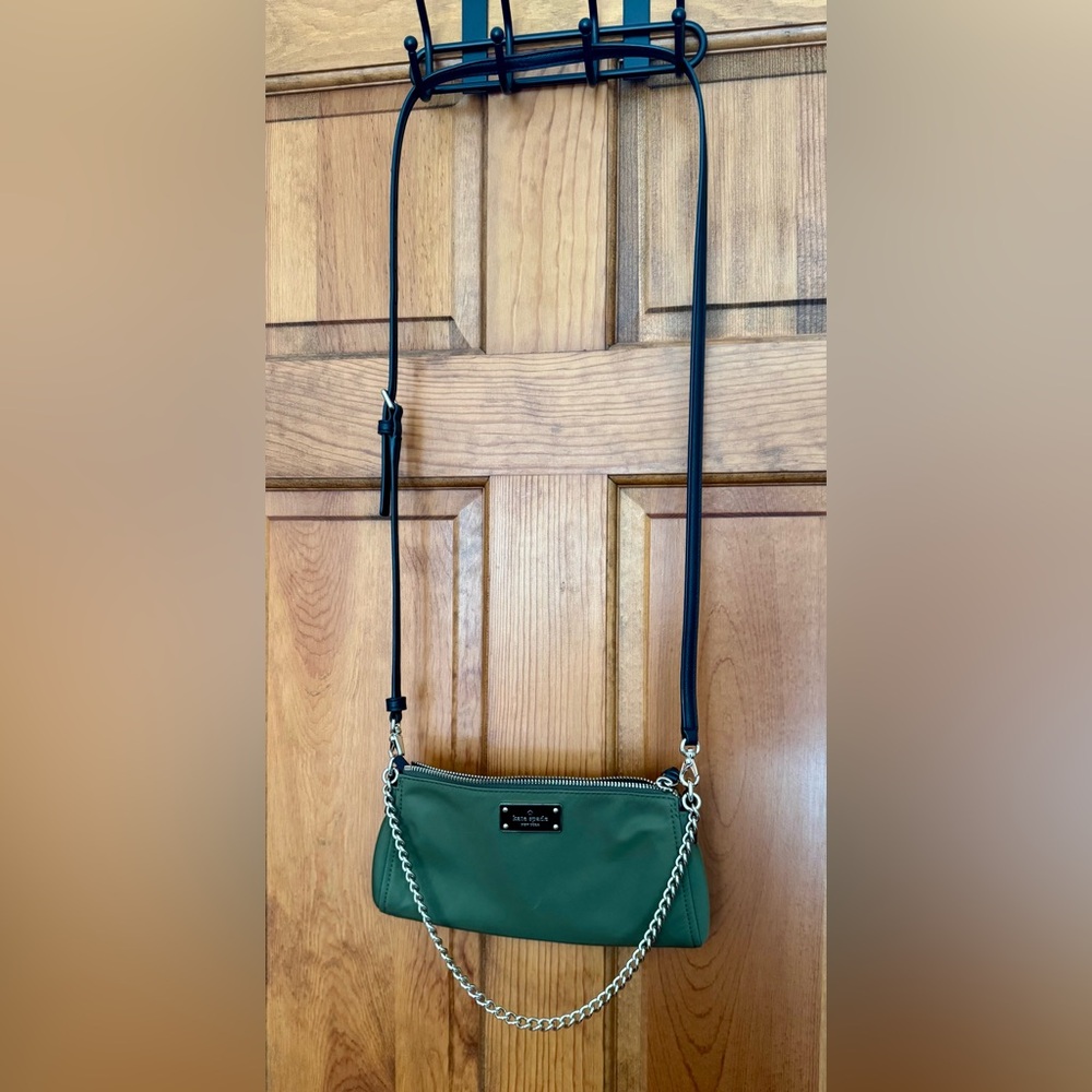 Kate Spade Olive Crossbody Bag with Silver Chain